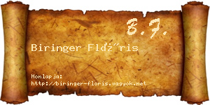 Biringer Flóris névjegykártya