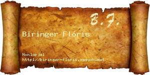 Biringer Flóris névjegykártya